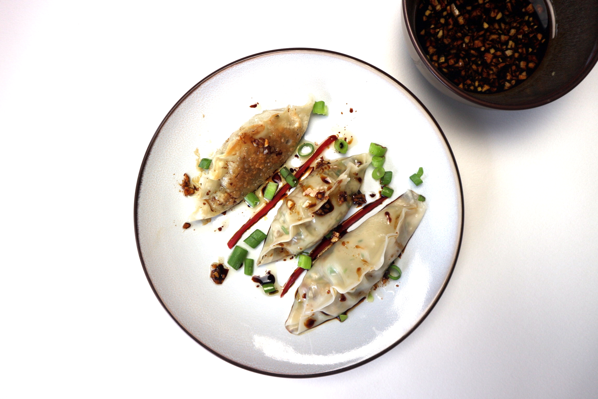 Vegetarische Shiitake dumplings Dubbelbourgondisch